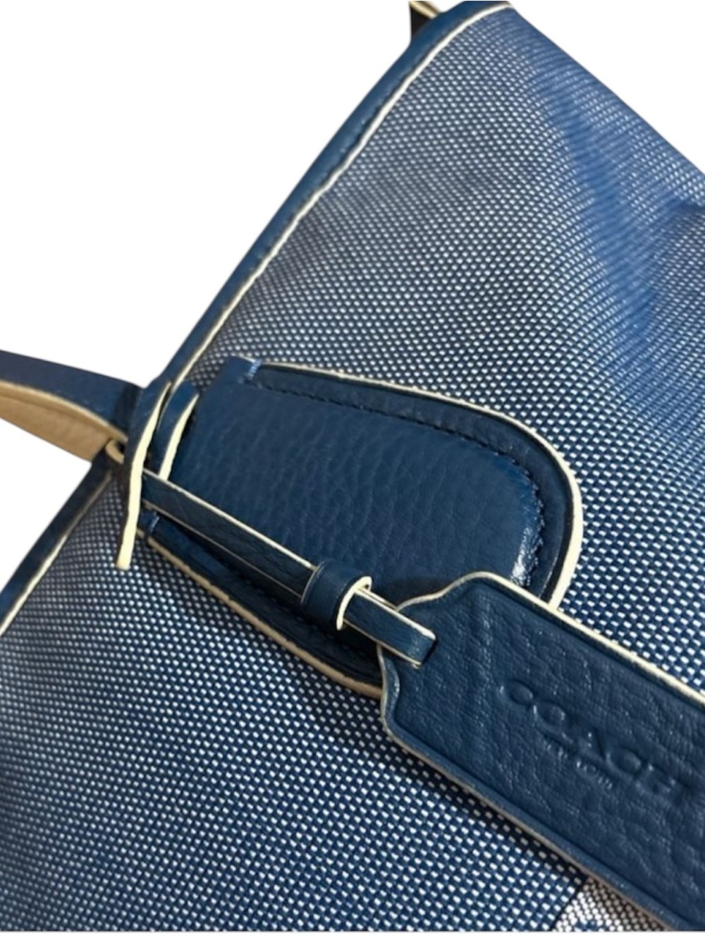 COACH Blue Canvas Taxi Tote Horse and Carriage Shoulder Bag - Picture 12 of 16